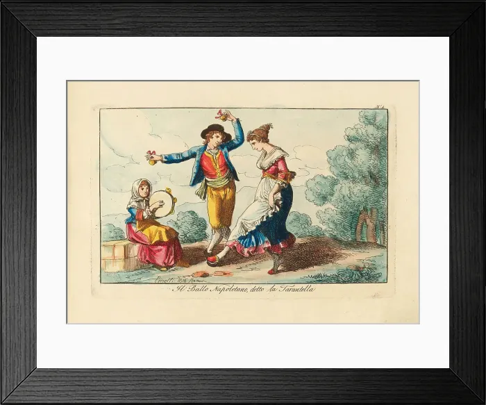 Framed Print : Il Ballo Napoletano, detto la Tarantella, 1816. Creator: Pinelli, Bartolomeo (1781-1835) Framed Print : Il Ballo Napoletano, detto la Tarantella, 1816. Creator: Pinelli, Bartolomeo (1781-1835)