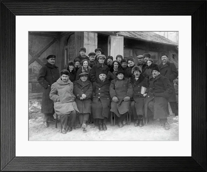 Framed Print : Dal'geolkom Collective Seeing off Geologist P.I. Polevoi to Leningrad, 1928. Creator: Unknown Framed Print : Dal'geolkom Collective Seeing off Geologist P.I. Polevoi to Leningrad, 1928. Creator: Unknown