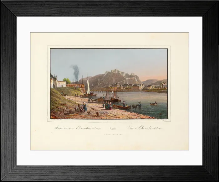 Framed Print : View of Ehrenbreitstein on the Rhine, 1825. Creator: Dielmann, Jakob Fürchtegott (1809-1885) Framed Print : View of Ehrenbreitstein on the Rhine, 1825. Creator: Dielmann, Jakob Fürchtegott (1809-1885)