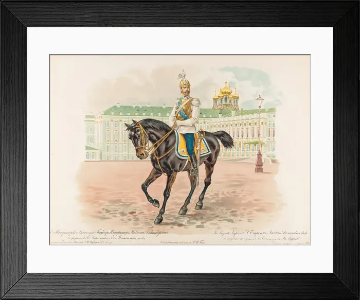 Framed Print : Equestrian Portrait of Nicholas II of Russia, 1896. Creator: Bakmanson, Hugo Karlovich (1860-1953) Framed Print : Equestrian Portrait of Nicholas II of Russia, 1896. Creator: Bakmanson, Hugo Karlovich (1860-1953)