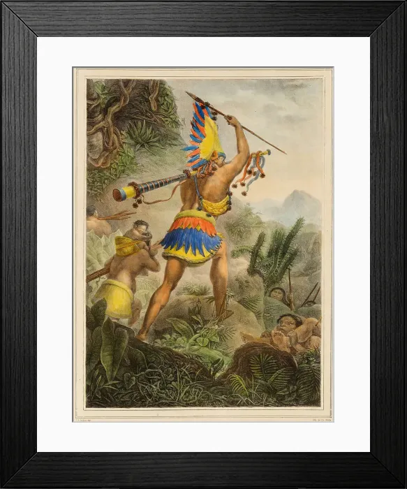 Framed Print : The Signal of Retreat (Coroados). From Voyage pittoresque et historique au Brésil, 1830s. Creator: Debret, Jean-Baptiste (1768-1848). The Signal of Retreat (Coroados). From Voyage pittoresque et historique au Brésil, 1830s Framed Print : The Signal of Retreat (Coroados). From Voyage pittoresque et historique au Brésil, 1830s. Creator: Debret, Jean-Baptiste (1768-1848). The Signal of Retreat (Coroados). From Voyage pittoresque et historique au Brésil, 1830s