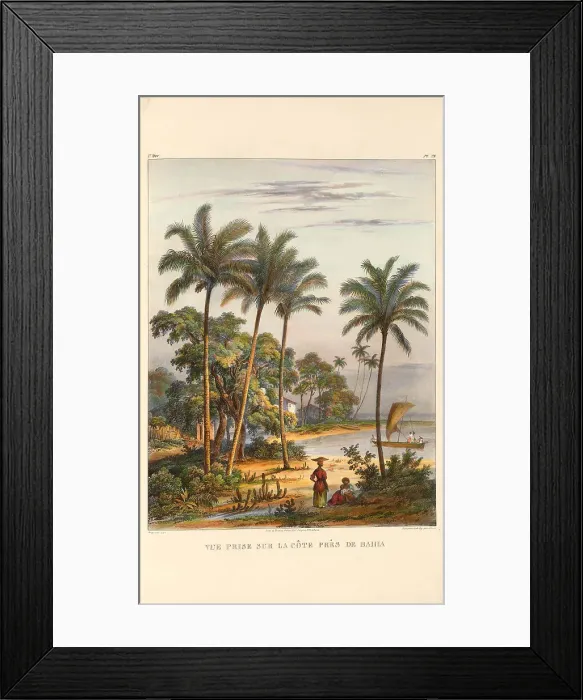 Framed Print : The coast near Bahia. From Voyage pittoresque dans le Brésil, 1835. Creator: Rugendas, Johann Moritz (1802-1858). The coast near Bahia. From Voyage pittoresque dans le Brésil, 1835 Framed Print : The coast near Bahia. From Voyage pittoresque dans le Brésil, 1835. Creator: Rugendas, Johann Moritz (1802-1858). The coast near Bahia. From Voyage pittoresque dans le Brésil, 1835