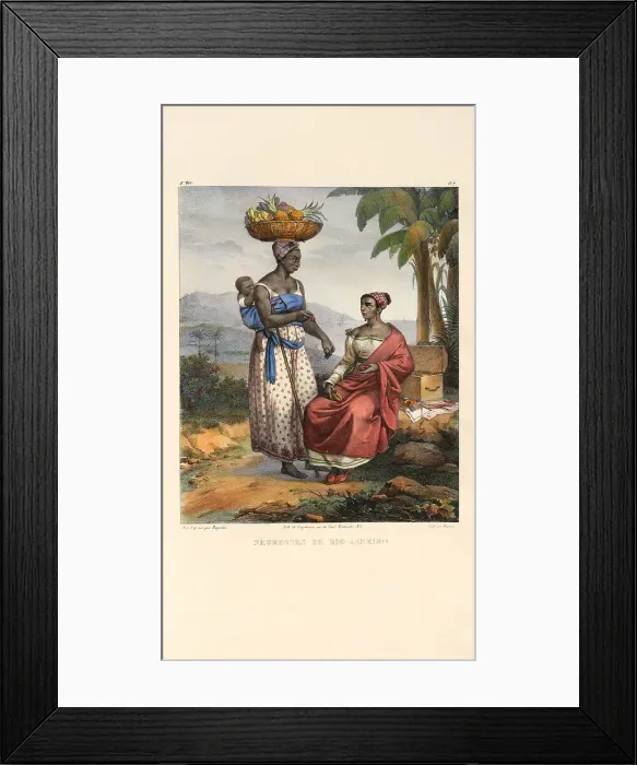 Framed Print : Nègresses de Rio-Janeiro. From Voyage pittoresque dans le Brésil, 1835. Creator: Rugendas, Johann Moritz (1802-1858). Nègresses de Rio-Janeiro. From Voyage pittoresque dans le Brésil, 1835 Framed Print : Nègresses de Rio-Janeiro. From Voyage pittoresque dans le Brésil, 1835. Creator: Rugendas, Johann Moritz (1802-1858). Nègresses de Rio-Janeiro. From Voyage pittoresque dans le Brésil, 1835