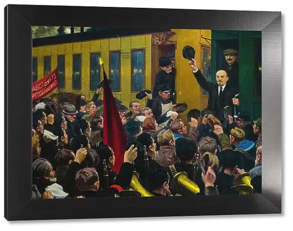 Lenin's Arrival at the Finland Station in Petrograd on April 16, 1917. Creator: Sokolov, Mikhail Georgiyevich (1875-1953)
