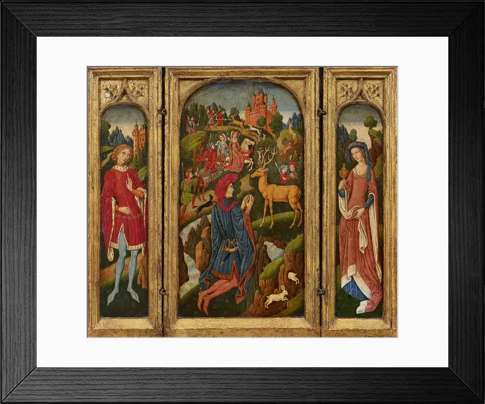 Framed Print : Travel triptych with Saint Eustace. Creator: Spanish Forger (active late 19th-early 20th cen.) Framed Print : Travel triptych with Saint Eustace. Creator: Spanish Forger (active late 19th-early 20th cen.)