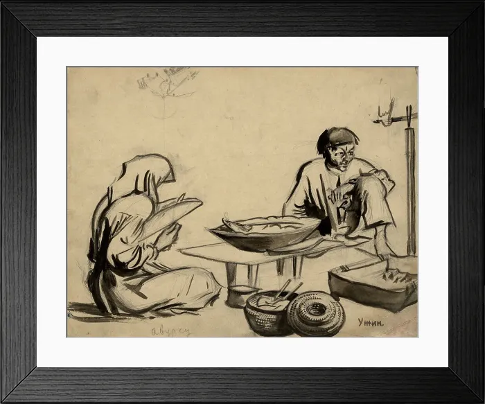Framed Print : Avurhu dinner, Selkups, 1920. Creator: A. G. Vargin Framed Print : Avurhu dinner, Selkups, 1920. Creator: A. G. Vargin