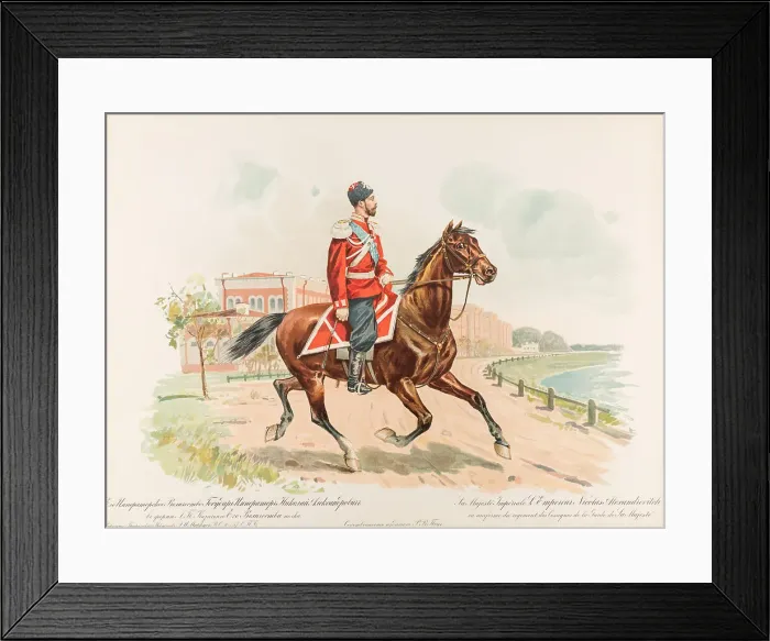 Framed Print : Equestrian Portrait of Nicholas II of Russia, 1896 Creator: Bakmanson, Hugo Karlovich (1860-1953) Framed Print : Equestrian Portrait of Nicholas II of Russia, 1896 Creator: Bakmanson, Hugo Karlovich (1860-1953)