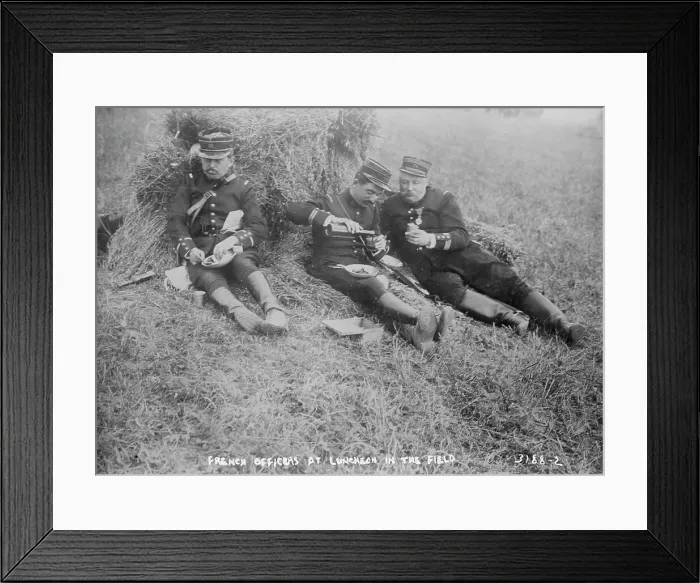 Framed Print : French Officers at luncheon in the field, between c1914 and c1915. Creator: Bain News Service Framed Print : French Officers at luncheon in the field, between c1914 and c1915. Creator: Bain News Service