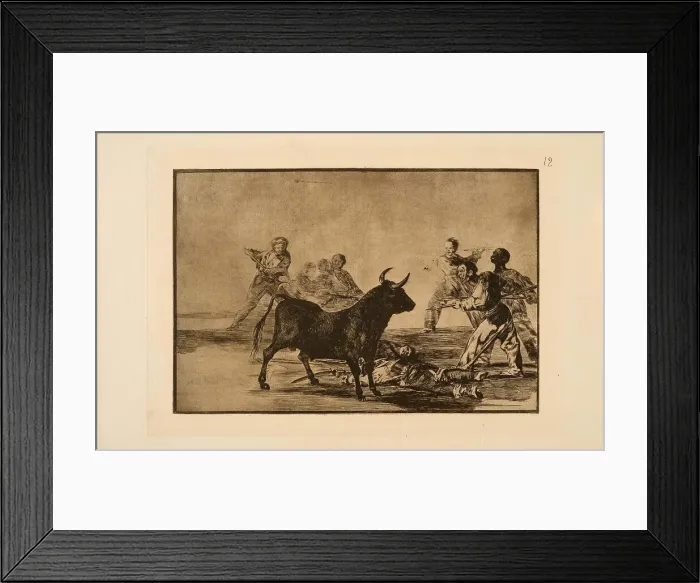 Framed Print : La Tauromaquia: The Rabble Hamstring the Bull with Lances, Sickles, Banderillas and... 1815-1816. Creator: Goya, Francisco, de (1746-1828) Framed Print : La Tauromaquia: The Rabble Hamstring the Bull with Lances, Sickles, Banderillas and... 1815-1816. Creator: Goya, Francisco, de (1746-1828)