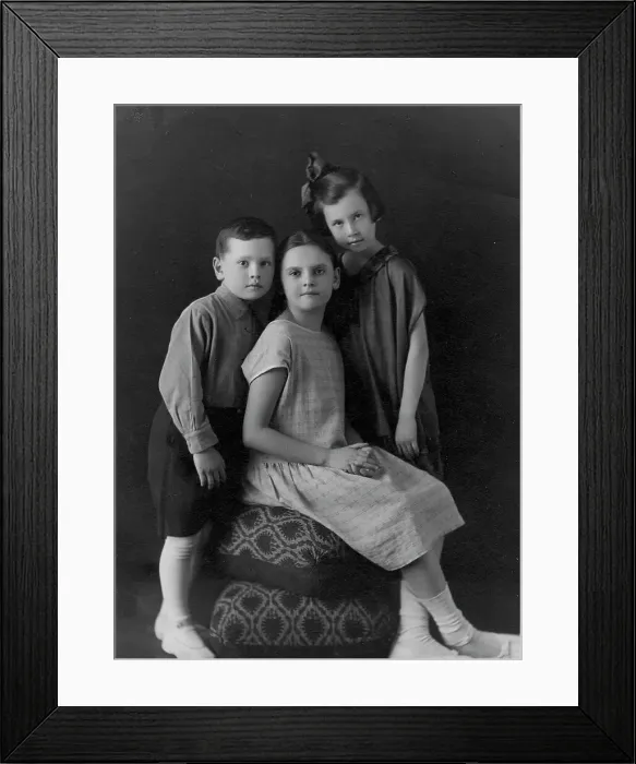Framed Print : Briner Yuliy Borisovich with his sister Vera and cousin Irina Feliksovna Briner, 1928. Creator: Unknown Framed Print : Briner Yuliy Borisovich with his sister Vera and cousin Irina Feliksovna Briner, 1928. Creator: Unknown