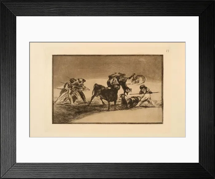 Framed Print : La Tauromaquia: The Moors Use Donkeys as a Barrier to Defend Themselves against the... 1815-1816. Creator: Goya, Francisco, de (1746-1828) Framed Print : La Tauromaquia: The Moors Use Donkeys as a Barrier to Defend Themselves against the... 1815-1816. Creator: Goya, Francisco, de (1746-1828)