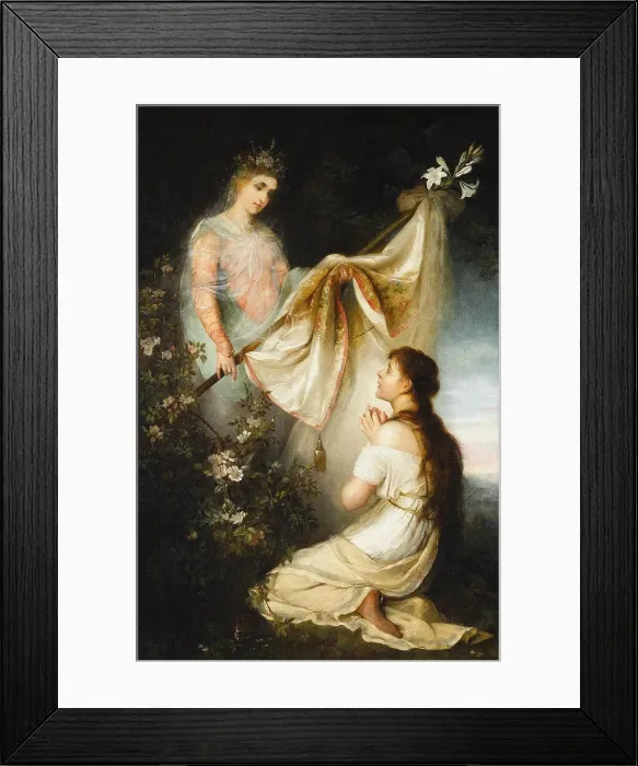 Framed Print : Joan of Arc kneeling before angel. Creator: Siemiradzki, Henryk (1843-1902) Framed Print : Joan of Arc kneeling before angel. Creator: Siemiradzki, Henryk (1843-1902)