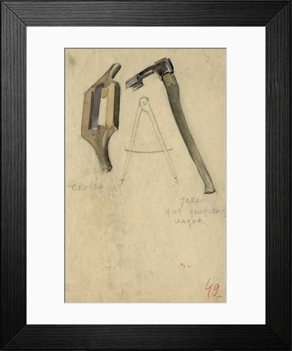 Framed Print : Scraper, compass and adze, Selkups, 1920. Creator: A. G. Vargin Framed Print : Scraper, compass and adze, Selkups, 1920. Creator: A. G. Vargin