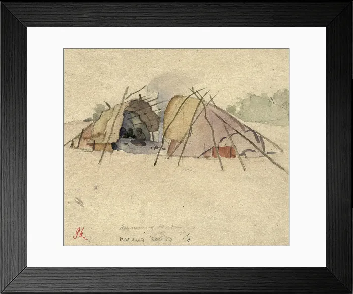 Framed Print : A yurt of two halves. Selkups, 1920. Creator: A. G. Vargin Framed Print : A yurt of two halves. Selkups, 1920. Creator: A. G. Vargin