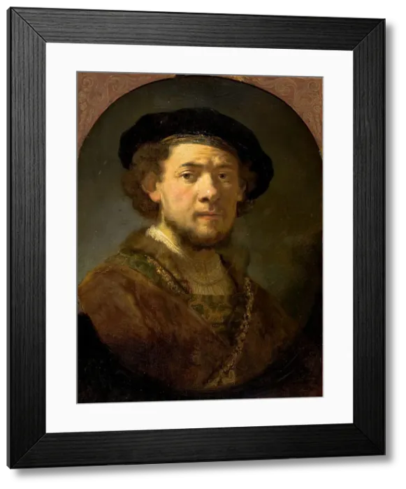 Framed Print : Portrait of a Young Man with a Golden Chain (Self-Portrait with a Golden Chain), c. 1635. Creator: Rembrandt van Rhijn (1606-1669) Framed Print : Portrait of a Young Man with a Golden Chain (Self-Portrait with a Golden Chain), c. 1635. Creator: Rembrandt van Rhijn (1606-1669)