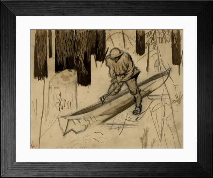 Framed Print : Selkup makes a boat, Selkups, 1920. Creator: A. G. Vargin Framed Print : Selkup makes a boat, Selkups, 1920. Creator: A. G. Vargin
