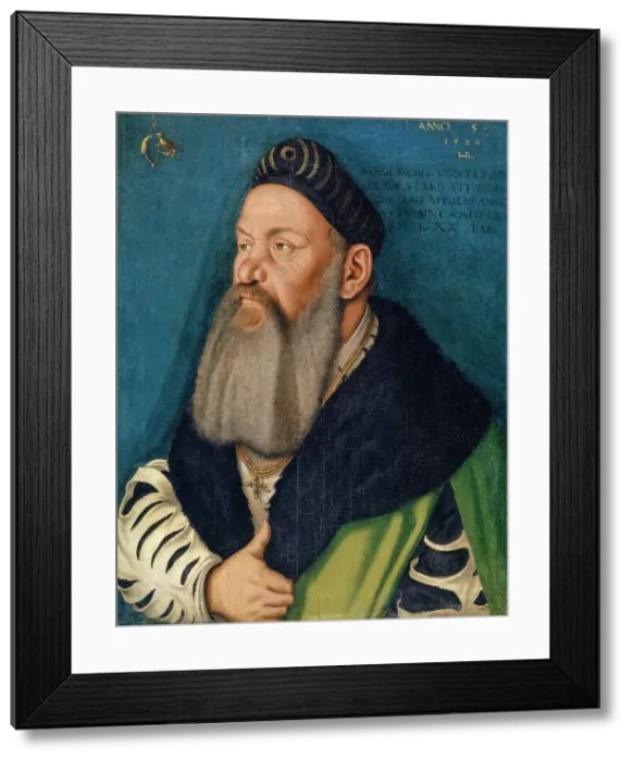 Framed Print : Portrait of Adelberg III of Bärenfels, 1526. Creator: Baldung (Baldung Grien), Hans (1484-1545) Framed Print : Portrait of Adelberg III of Bärenfels, 1526. Creator: Baldung (Baldung Grien), Hans (1484-1545)