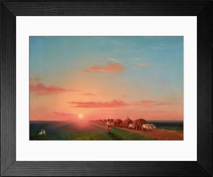 Framed Print : Expansive Landscape with the Ox-carts, 1858. Creator: Aivazovsky, Ivan Konstantinovich (1817-1900) Framed Print : Expansive Landscape with the Ox-carts, 1858. Creator: Aivazovsky, Ivan Konstantinovich (1817-1900)