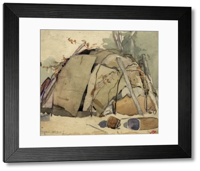 Framed Print : Birch bark yurt. Selkups, 1920. Creator: A. G. Vargin Framed Print : Birch bark yurt. Selkups, 1920. Creator: A. G. Vargin
