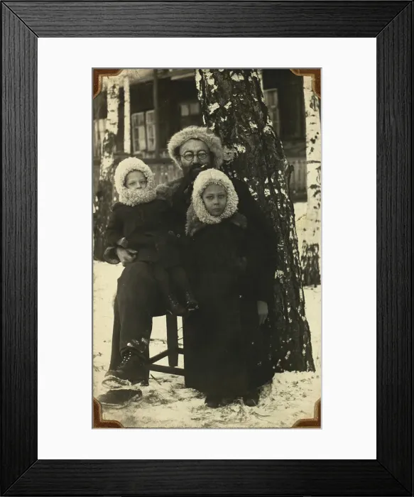 Framed Print : Colonist Vaisman with the Van Smeer Children, 1927. Creator: Unknown Framed Print : Colonist Vaisman with the Van Smeer Children, 1927. Creator: Unknown