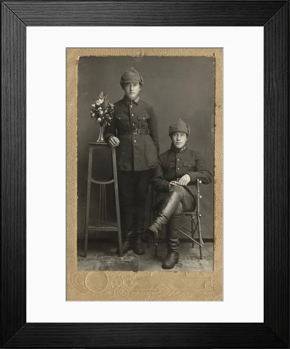 Framed Print : Portrait of two Red Army soldiers, 1920-1929. Creator: Unknown Framed Print : Portrait of two Red Army soldiers, 1920-1929. Creator: Unknown