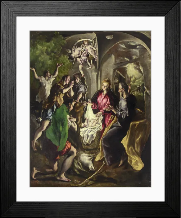 Framed Print : The Adoration of the Shepherds. Creator: El Greco, Dominico (1541-1614) Framed Print : The Adoration of the Shepherds. Creator: El Greco, Dominico (1541-1614)