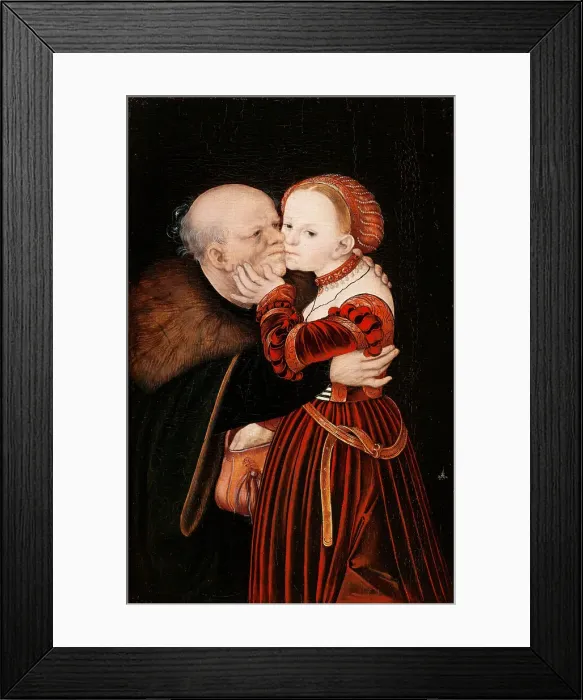 Framed Print : The Ill matched Couple, ca 1530. Creator: Cranach, Lucas, the Elder (1472-1553) Framed Print : The Ill matched Couple, ca 1530. Creator: Cranach, Lucas, the Elder (1472-1553)