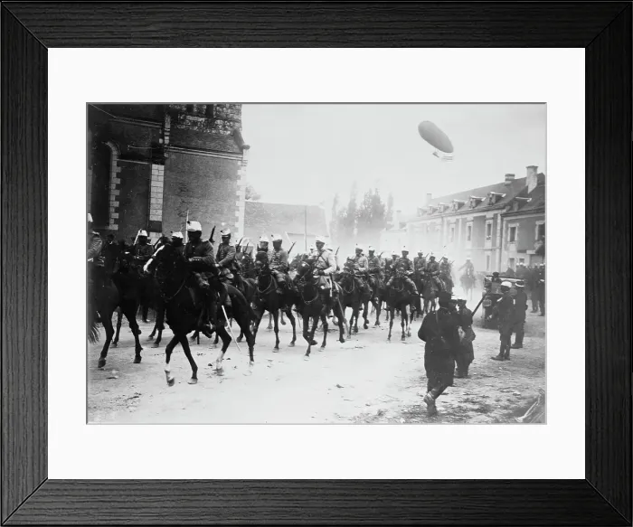 Framed Print : French Cavalry & Dirigible DUPUY DE LOME, between c1914 and c1915. Creator: Bain News Service. French Cavalry & Dirigible DUPUY DE LOME, between c1914 and c1915. Creator: Bain News Service Framed Print : French Cavalry & Dirigible DUPUY DE LOME, between c1914 and c1915. Creator: Bain News Service. French Cavalry & Dirigible DUPUY DE LOME, between c1914 and c1915. Creator: Bain News Service