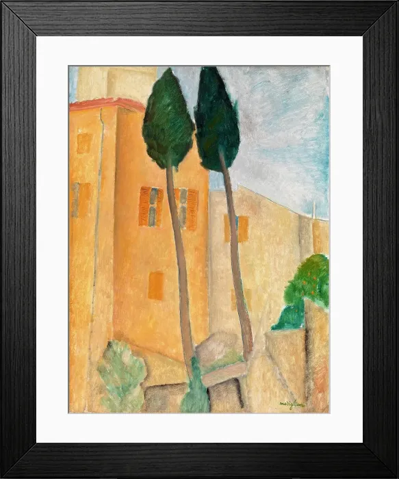 Framed Print : Cypresses and Houses at Cagnes, 1919. Creator: Modigliani, Amedeo (1884-1920) Framed Print : Cypresses and Houses at Cagnes, 1919. Creator: Modigliani, Amedeo (1884-1920)