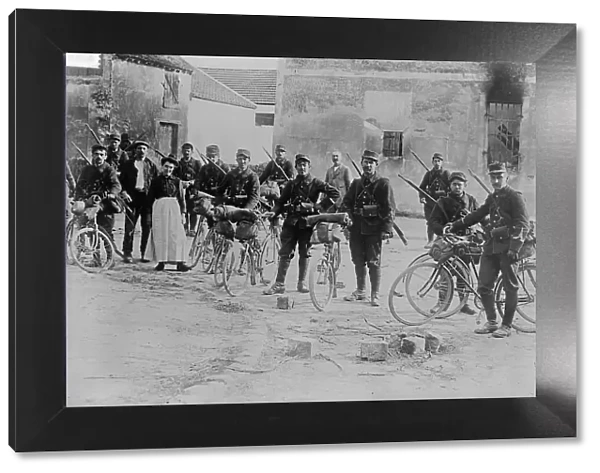 French Cyclists in Chanconin [i.e. Chauconin-Neufmontiers], 1914. Creator: Bain News Service