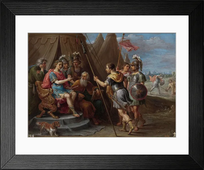 Framed Print : Godfrey and the council listen to the demand of Armida, 1628-1630. Creator: Teniers, David, the Younger (1610-1690) Framed Print : Godfrey and the council listen to the demand of Armida, 1628-1630. Creator: Teniers, David, the Younger (1610-1690)