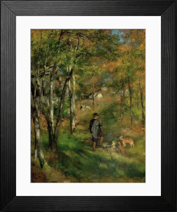 Framed Print : The painter Jules Le Coeur and his dogs in the forest of Fontainebleau, 1866. Creator: Renoir, Pierre Auguste (1841-1919) Framed Print : The painter Jules Le Coeur and his dogs in the forest of Fontainebleau, 1866. Creator: Renoir, Pierre Auguste (1841-1919)