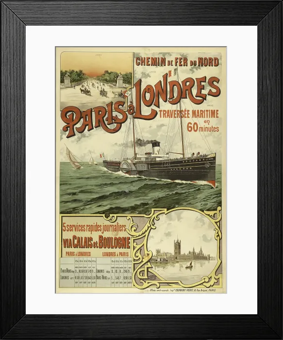 Framed Print : Chemin de fer du Nord. Paris à Londres via Calais, 1890. Creator: Gray (Boulanger), Henri (1858-1924) Framed Print : Chemin de fer du Nord. Paris à Londres via Calais, 1890. Creator: Gray (Boulanger), Henri (1858-1924)