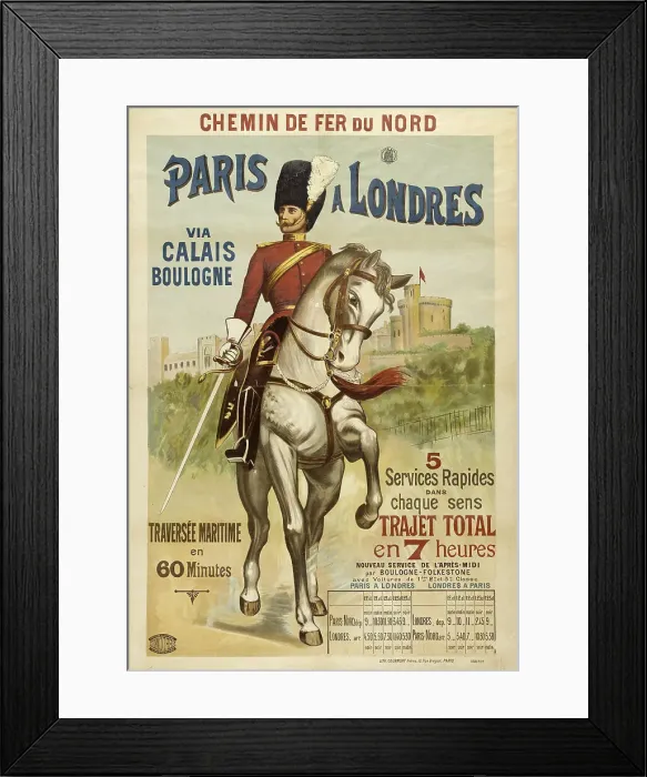 Framed Print : Chemin de fer du Nord. Paris à Londres via Calais, 1890. Creator: Gray (Boulanger), Henri (1858-1924) Framed Print : Chemin de fer du Nord. Paris à Londres via Calais, 1890. Creator: Gray (Boulanger), Henri (1858-1924)