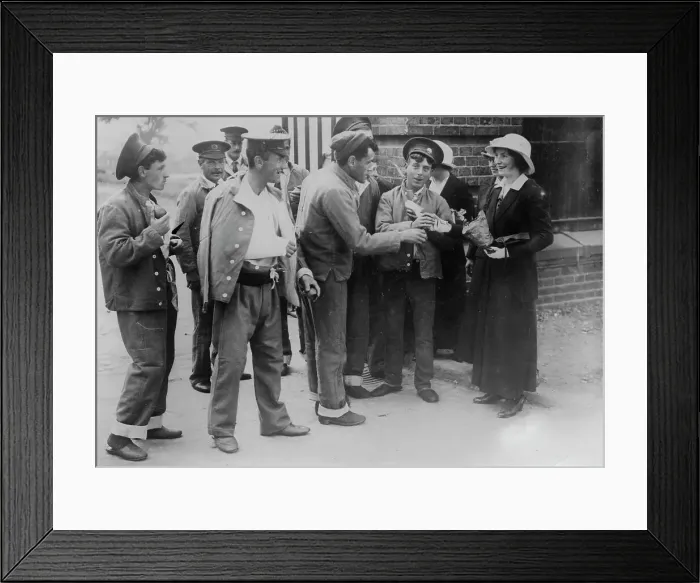 Framed Print : Wounded heroes of the Battle of Mons, 1914. Creator: Bain News Service Framed Print : Wounded heroes of the Battle of Mons, 1914. Creator: Bain News Service