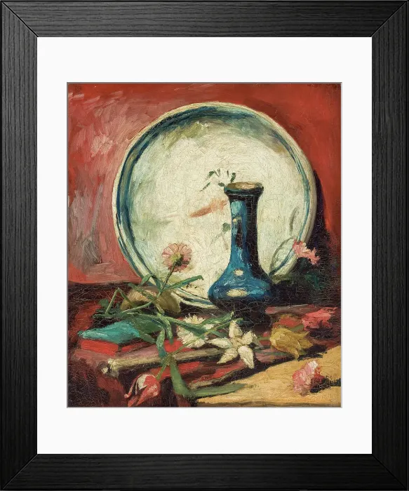 Framed Print : Still Life with Plate, Vase and Flowers, 1884-1885. Creator: Gogh, Vincent, van (1853-1890) Framed Print : Still Life with Plate, Vase and Flowers, 1884-1885. Creator: Gogh, Vincent, van (1853-1890)
