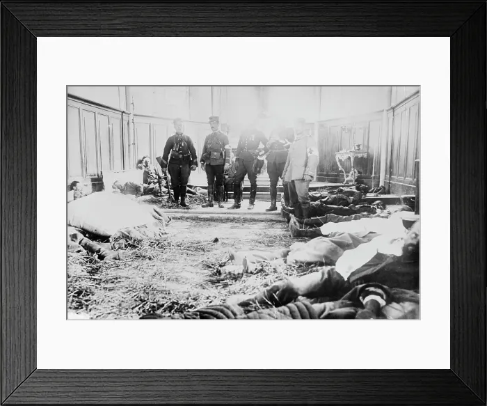 Framed Print : Neufmentier [i.e. Chauconin-Neufmontiers], French & German wounded... between c1910 and c1915. Creator: Bain News Service. Neufmentier [i.e. Chauconin-Neufmontiers], French & German wounded... between c1910 and c1915