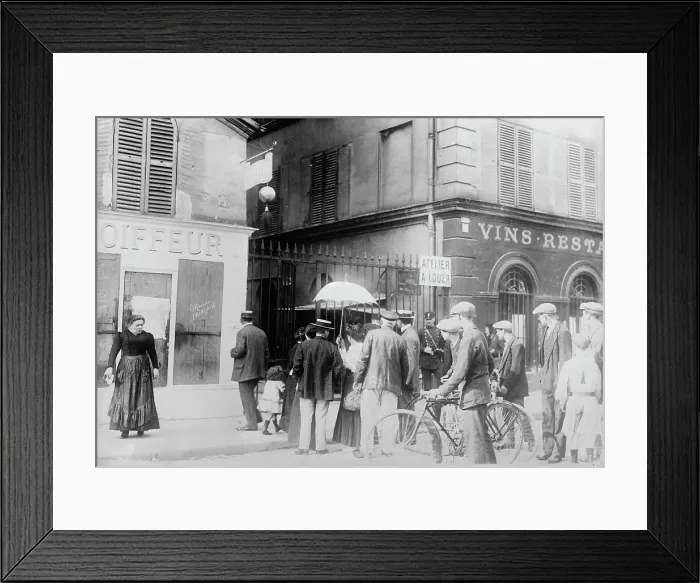 Framed Print : Where bomb fell in Rue Des Recollets, Aug 1914. Creator: Bain News Service Framed Print : Where bomb fell in Rue Des Recollets, Aug 1914. Creator: Bain News Service