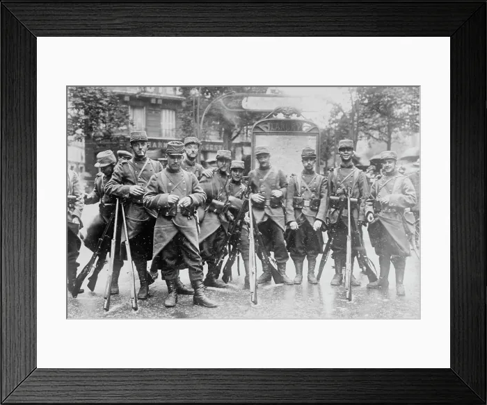 Framed Print : Guarding subway entrance, Paris, between c1914 and c1915. Creator: Bain News Service Framed Print : Guarding subway entrance, Paris, between c1914 and c1915. Creator: Bain News Service