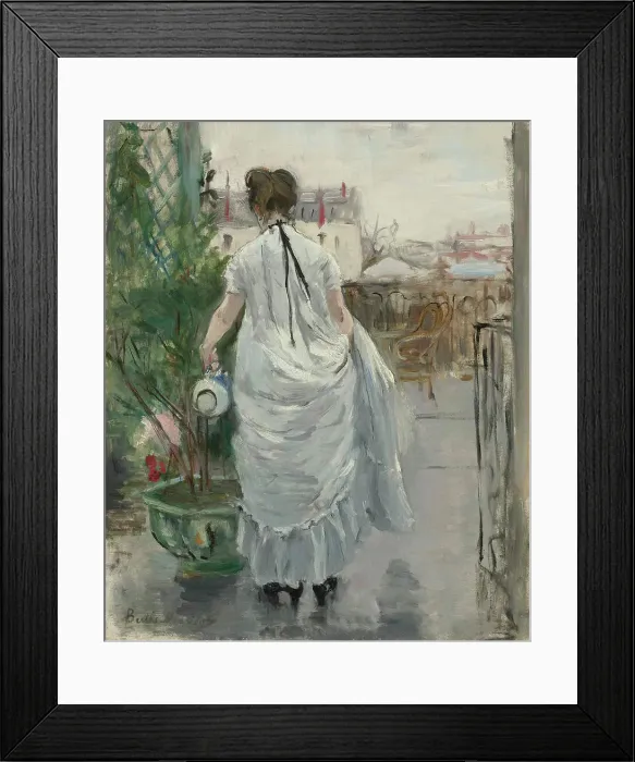 Framed Print : Jeune Femme arrosant un arbuste, 1876. Creator: Morisot, Berthe (1841-1895)