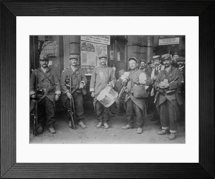 Framed Print : Troops in Tournai R.R. [i.e. railroad] station, between c1914 and c1915. Creator: Bain News Service