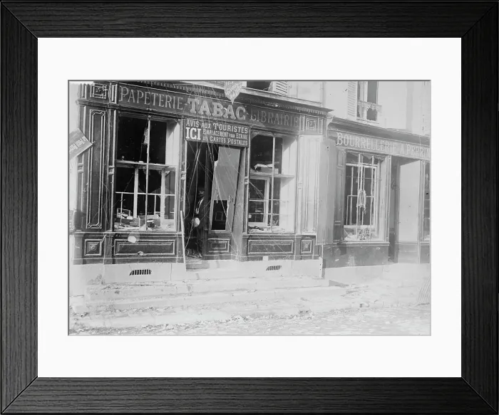 Framed Print : Shop in La Ferte Sous Jouarre, 7 Oct 1914?. Creator: Bain News Service