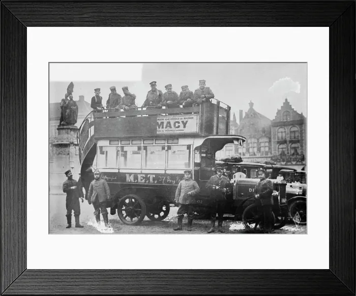 Framed Print : Captured English autobus used by Germans in Belg. [i.e. Belgium], between 1914 and c1915. Creator: Bain News Service