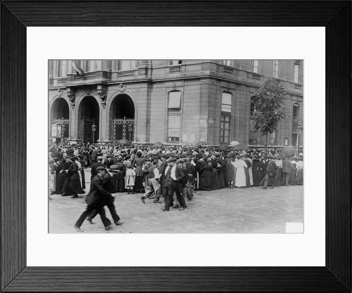 Framed Print : Seeking relief at a Mairie, Paris, 1914. Creator: Bain News Service Framed Print : Seeking relief at a Mairie, Paris, 1914. Creator: Bain News Service