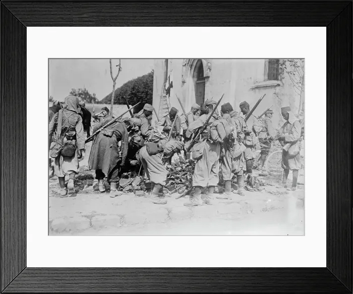 Framed Print : Turcos Examining War Booty at Neufmentiers, 1914. Creator: Bain News Service