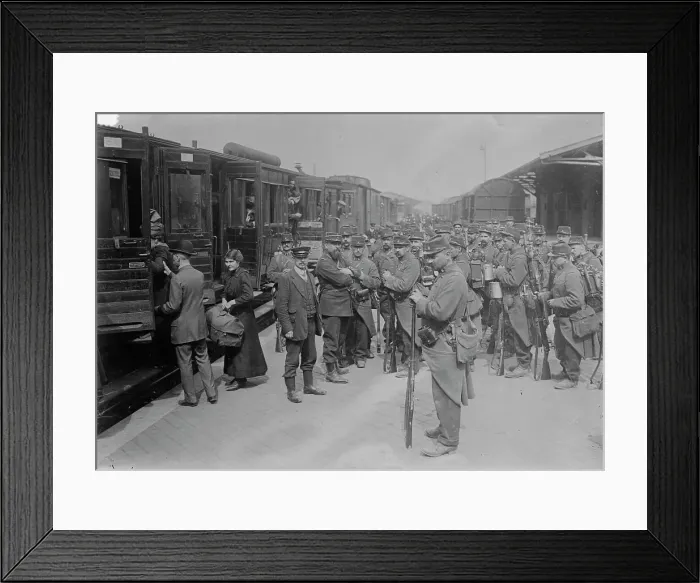 Framed Print : Extra-territorial French troops, Dunkerque, 1914. Creator: Bain News Service Framed Print : Extra-territorial French troops, Dunkerque, 1914. Creator: Bain News Service