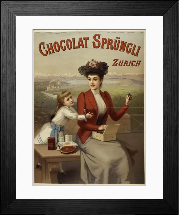 Framed Print : Chocolat Sprüngli, Zurich, c. 1890. Creator: Anonymous Framed Print : Chocolat Sprüngli, Zurich, c. 1890. Creator: Anonymous
