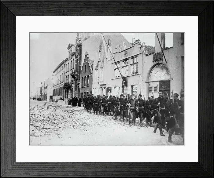 Framed Print : Belgians re-enter Termonde, between c1914 and c1915. Creator: Bain News Service Framed Print : Belgians re-enter Termonde, between c1914 and c1915. Creator: Bain News Service
