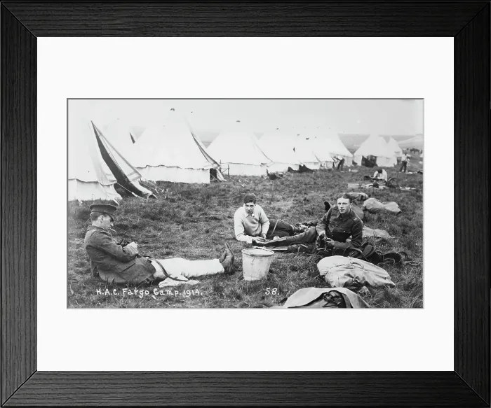 Framed Print : Recruits, Aldershot, H.A.C. Fargo Camp. 1914, 1914. Creator: Bain News Service Framed Print : Recruits, Aldershot, H.A.C. Fargo Camp. 1914, 1914. Creator: Bain News Service