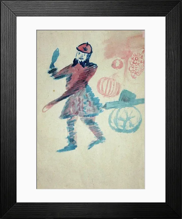 Framed Print : Autoportrait en canonnier, 1916. Creator: Apollinaire, Guillaume (1880-1918) Framed Print : Autoportrait en canonnier, 1916. Creator: Apollinaire, Guillaume (1880-1918)